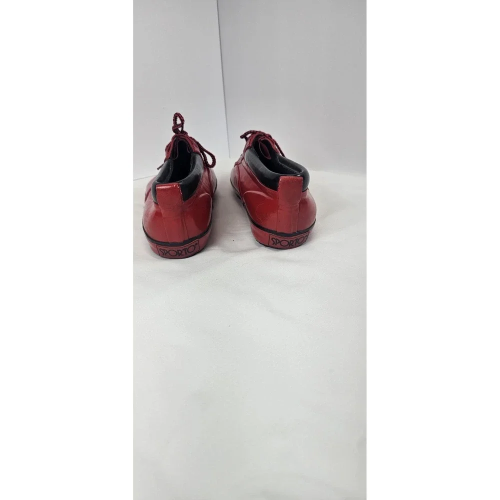 Vintage 1990's Sporto Red Low Duck Rubber‎ Rain Boots 10 Waterproof Lace Up